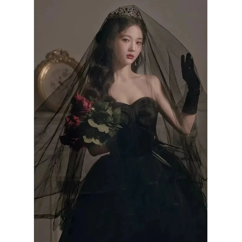 Black Evening Dress, Suitable for Everyday Wear, Birthday Party, Adult Ceremony, Hostess, Strapless Dress, Banquet, Long Dress