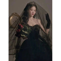 Black Evening Dress, Suitable for Everyday Wear, Birthday Party, Adult Ceremony, Hostess, Strapless Dress, Banquet, Long Dress