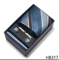 2025 New Design Fashion Brown Paisley Tie Handkerchief Cufflink Set For Men Necktie Clothing Accessories Birthday Present