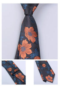 Men's Fashion Silk Tie 8cm Striped Novelty Necktie Blue Green Orange Color Ties For Men Floral Party Ties Wedding Business Gift