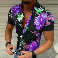 Men's retro plaid short sleeved flip collar printed shirt for street leisure and high-quality vacation designer clothing