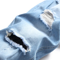 Men Holes Stretch Skinny Beggar Jeans Pants Spring Street Ripped Distressed Male Pencil Denim Pants