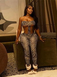 Weird Puss Waistless Strapless Jumpsuit Women Sexy Coquette Midnight Workout Hipster Stretch Mosaic Print Clubwear Slim Overalls