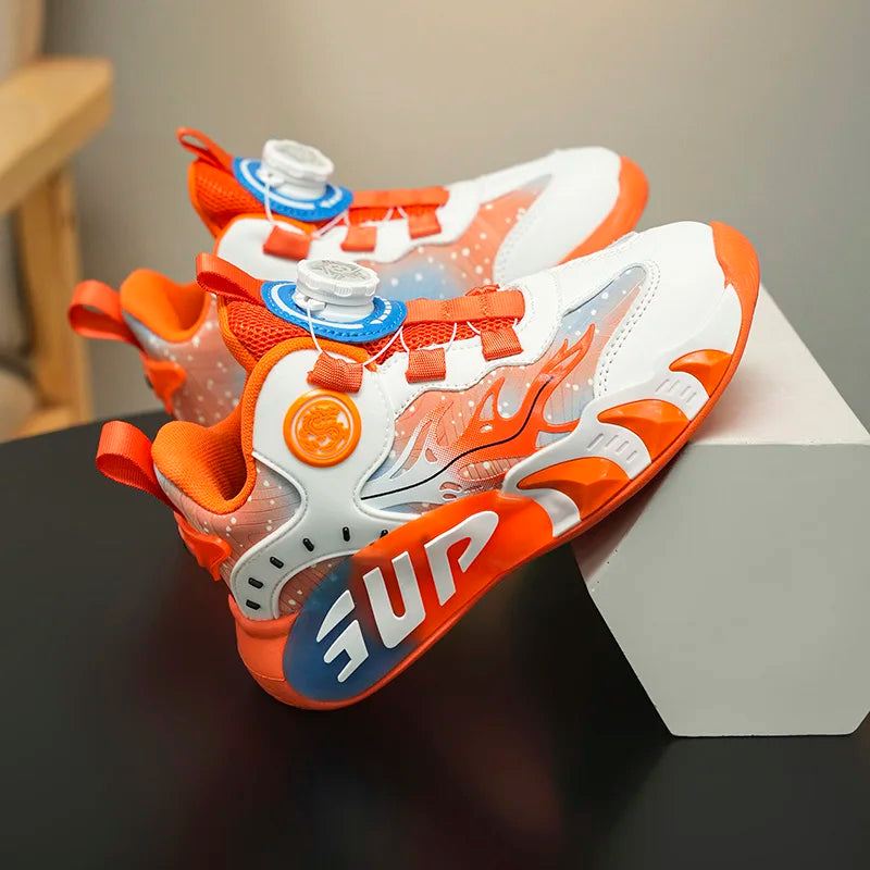 A pair of children's four-season leather basketball shoes, soft and comfortable multi-color sneakers, sizes 31-40，KT-NB-2507