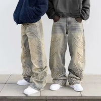 Men Baggy Aesthetic Streetwear Jeans Male Retro Fashion Wide Leg Denim Pants Graphic Embroidered Designer Hip Pop Denim Trousers