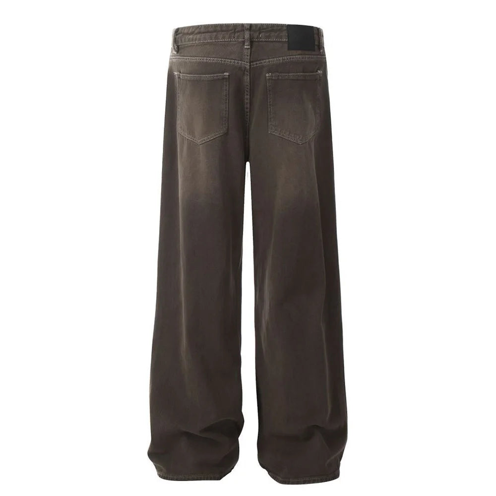 Mens Long Pants Washed Dyed Jeans Autumn Casual Hawaiian Daily Wear-Resistant American Style Pants Men's Clothing Unisex 2024