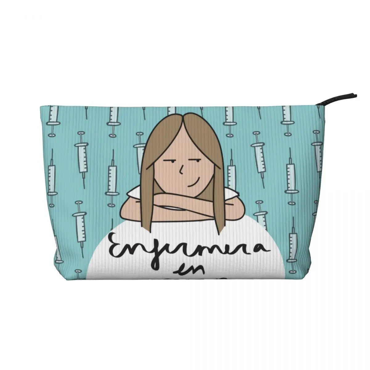 Custom Cartoon Doctor Nurse Enfermera En Apuros Toiletry Bag Women Cosmetic Makeup Organizer Lady Beauty Storage Dopp Kit Box