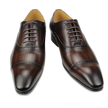 Elegant Formal Men Shoes Top Layer Cow Leather Oxfords Business Office Lace Up Luxury Design Handmade Dress Fashion Males' Shoe