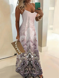 Women's New Fashion Summer Sleeveless Dress Casual Long Retro Strap Dress Street 3D Texture Print Comfortable Breathable Dress