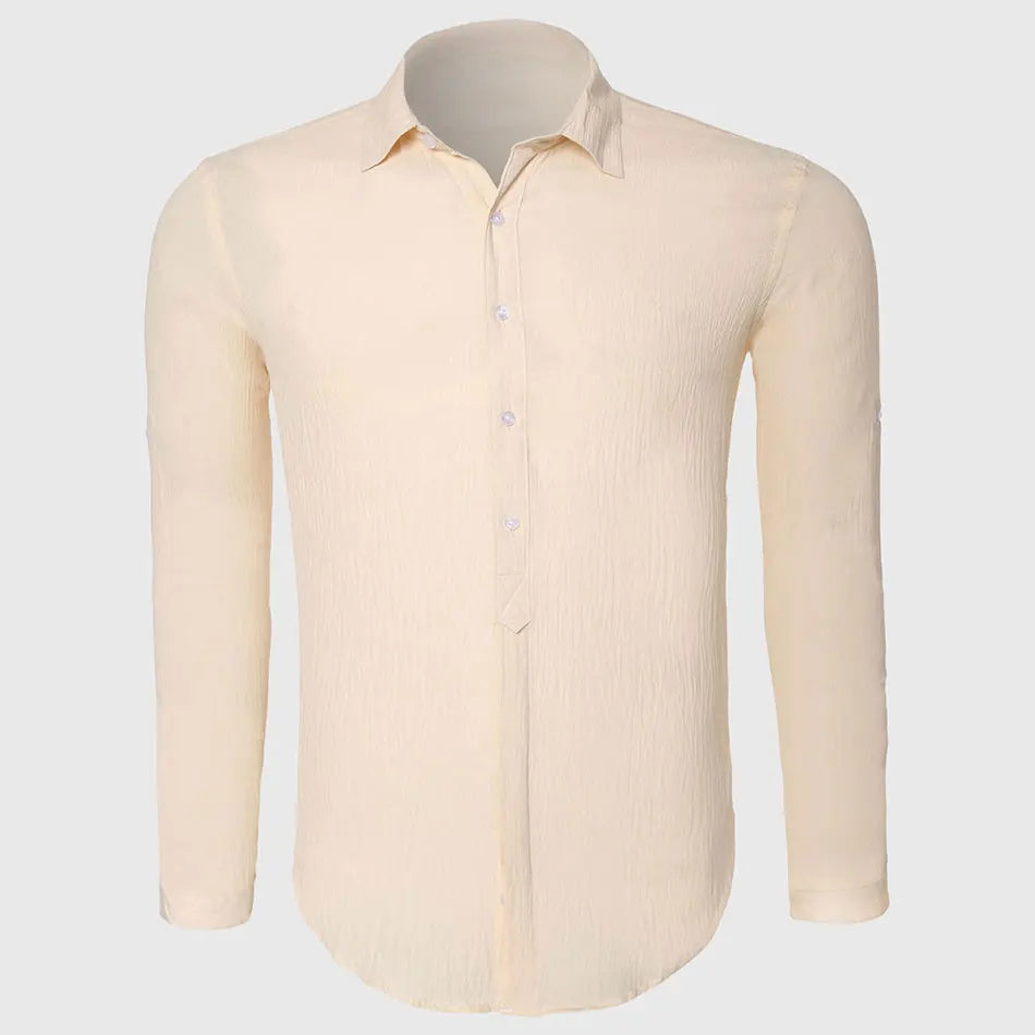 Men Cotton Linen Blend White Shirt Casual Male Shirt Slim Fit Spring Summer Style Cool