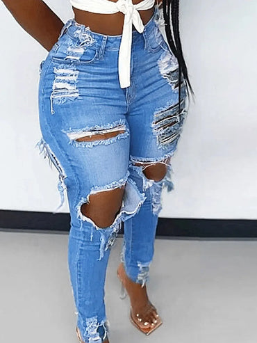 LW High-waisted High Stretchy Ripped Jeans Skinny High-Waist Ripped High Stretchy Autumn winter women Female Pants Buttoms