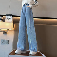Jeans for Girls 2024 New Fashion Cartoon Printed Long Denim Trousers Teens Kids Cute Dog Pattern Wide Leg Pants 5 7 9 11 13 14Y