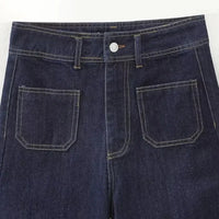 Casual Women's High Waist Straight-leg Jeans Pants Fashion All-match Full Length Denim Pants Elegant Pocket Zipper Jean Trousers