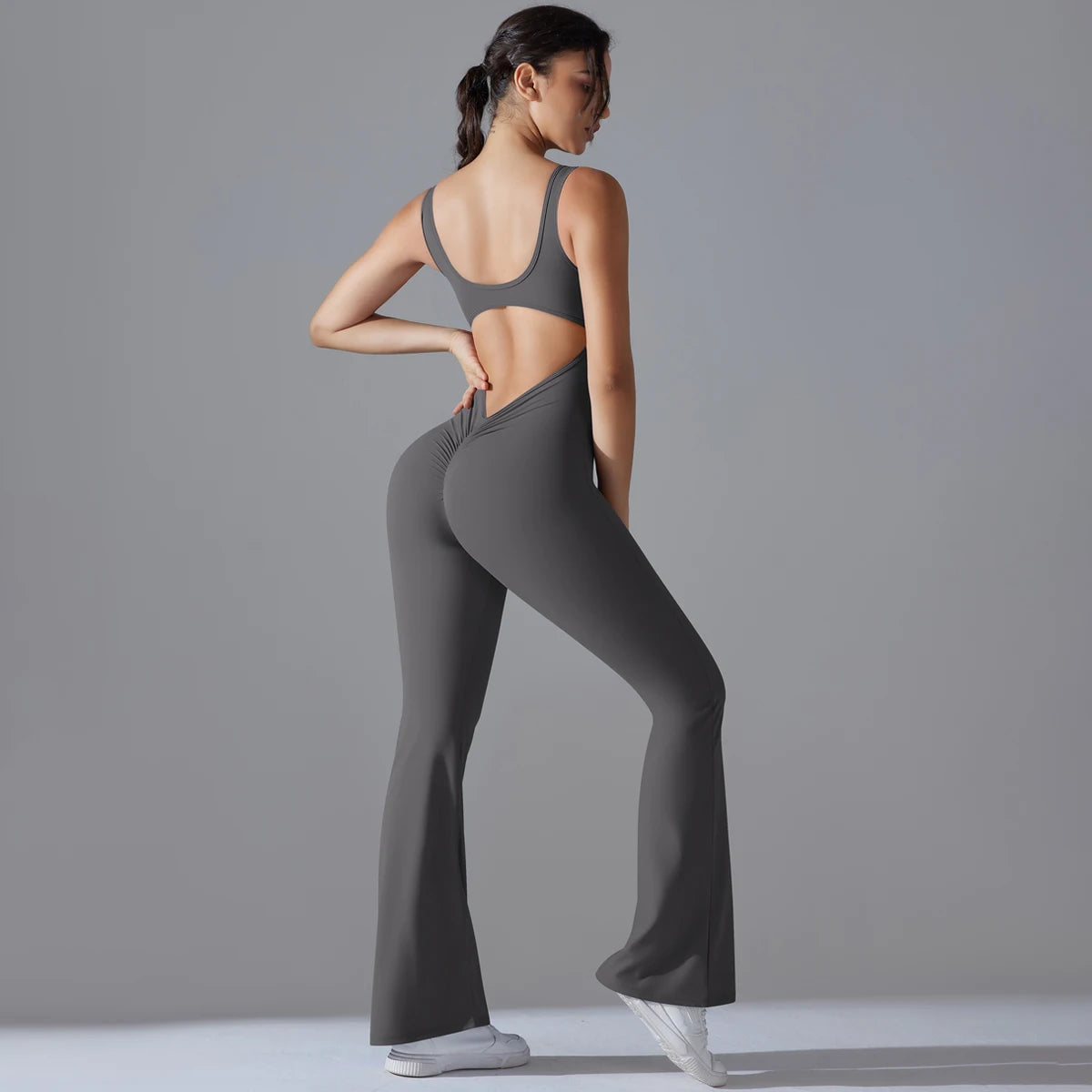 Sexy Back V Jumpsuit Gym Set Women Training Yoga Suit Sportswear Women Sports Jumpsuit Fitness Rompers Stretch Workout Bodysuits