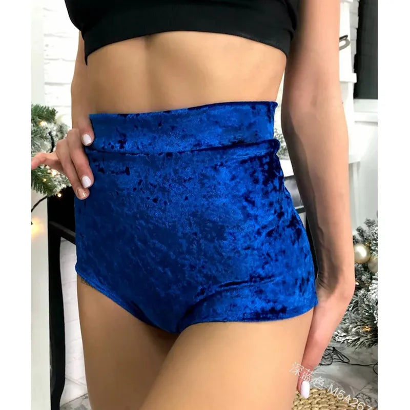 Women's New Shorts Women's Fashion High Waist Slim Sexy Velvet Stretch Shorts Yoga Sports Solid Color Shorts