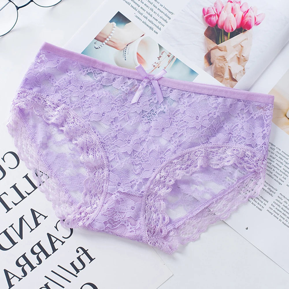 Girl's Sexy Floral Lace Panties Women Lingerie 11 Colors S M L Women's Panties Lace Comfortable Cotton Shorts Thongs Women