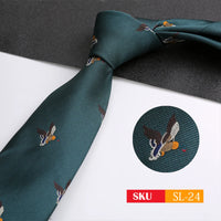Luxury 8CM Mens Necktie Dark Green Color Dot Plaid Stripes Ties For Man Groom Jacquard Woven Neck Tie For Business Party