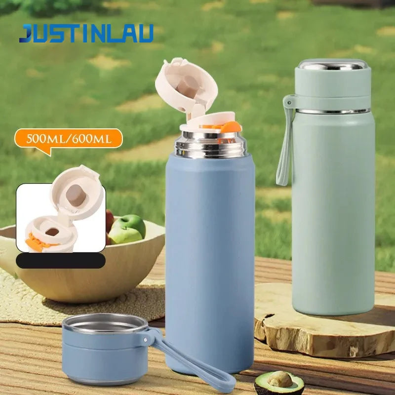 500/600ml Stainless Steel Vacuum Flask Cold&Hot Cup Thermos Cup Double Wall Car Cup Thermal Iced Travel Mug Coffee Insulated Cup