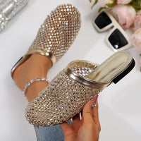 Women Slippers Summer 2026 New Luxury Brand Slippers Lightweight Round Head Shoes Water Diamond Large Flat Sandals Slides Women