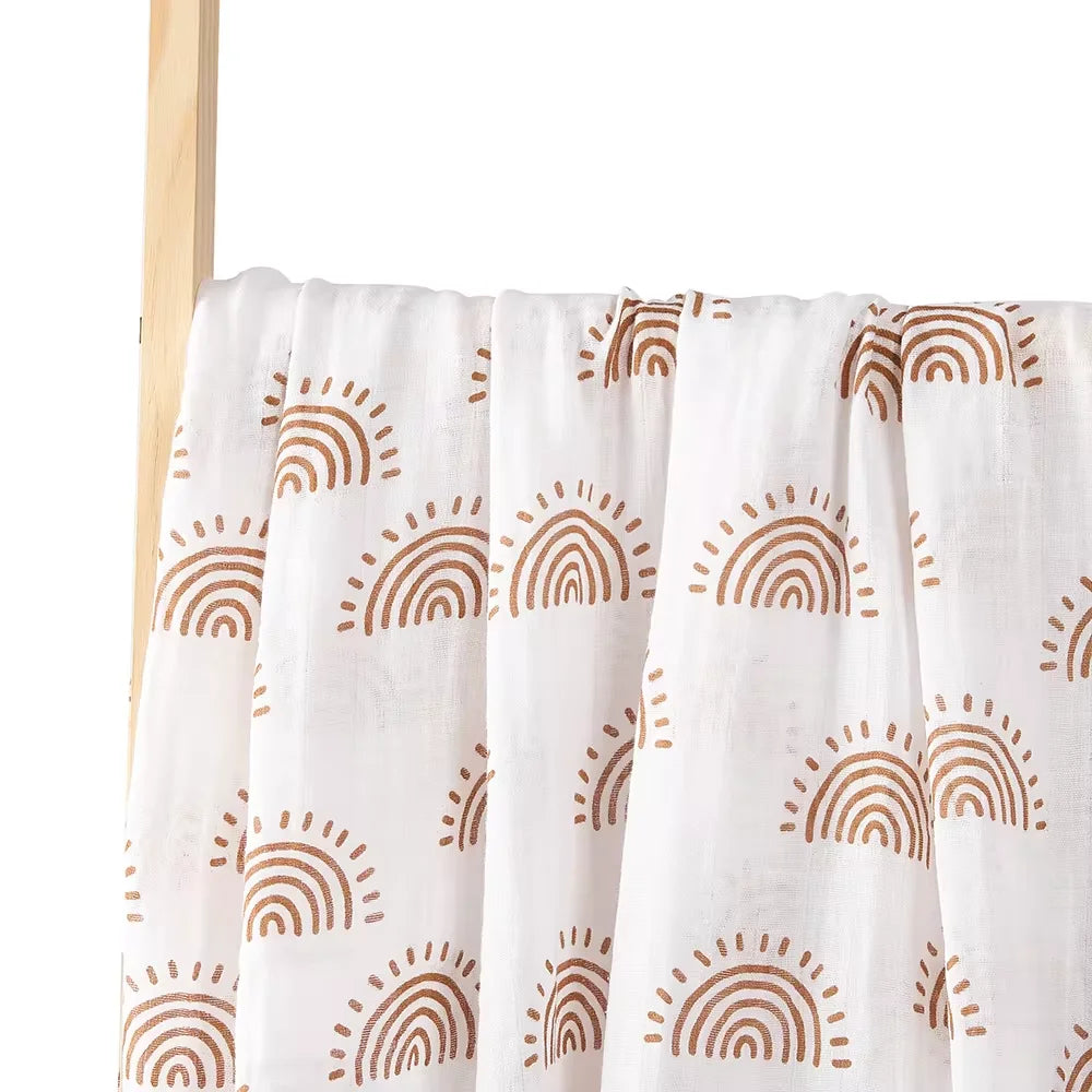 HappyFlute Baby Muslin Swaddle 100% Cotton Summer Soft Cute Print Baby Blanket 120*110CM