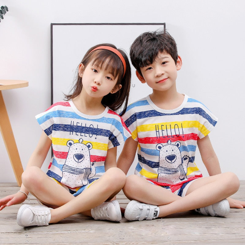 Children's Sets mother Kids Clothes Boys Girl T-shirt Shorts 2PCS Summer Cotton Short sleeve Baby Children Clothing Toddler Suit