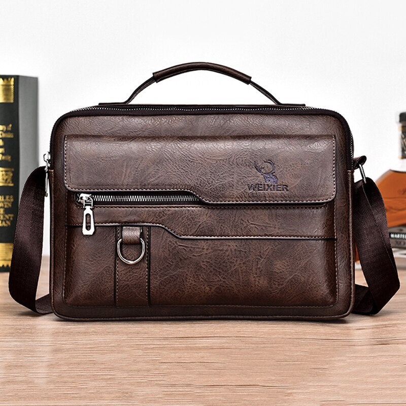 Weixier Men Shoulder Bag for 9.7 Ipad Men PU Leather Flaps Men's Crossbody Bag Business Flap Male Solid Messenger Bag Travel Bag