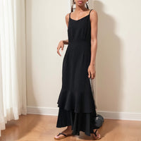 Spring and Autumn French Style Super Long Strap Dress Fishtail