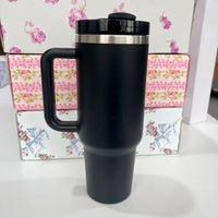 Stainless Steel Vacuum Insulated Car Cup with Dual Straw Lid, Thermal Icy Travel Handle 40oz New