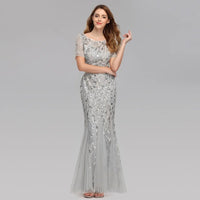 Women's Summer 2023 New Mermaid Party Evening Gowns Embroidered Mesh Maxi Sequins Elegant Bridesmaid  Slim Long Fishtail Dresses