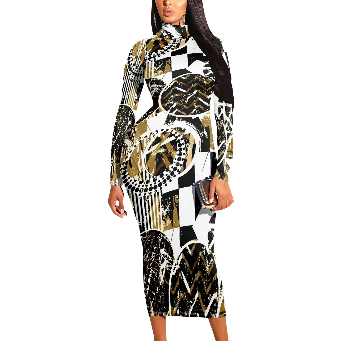 Pastel Leopard Print Bodycon Dress Long Sleeve Y2K Style for Music Festival or Party