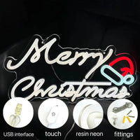 1pc Merry Christmas Neon Sign With White Color, Multipurpose Decorative Wall Mounted Lights, USB Powered