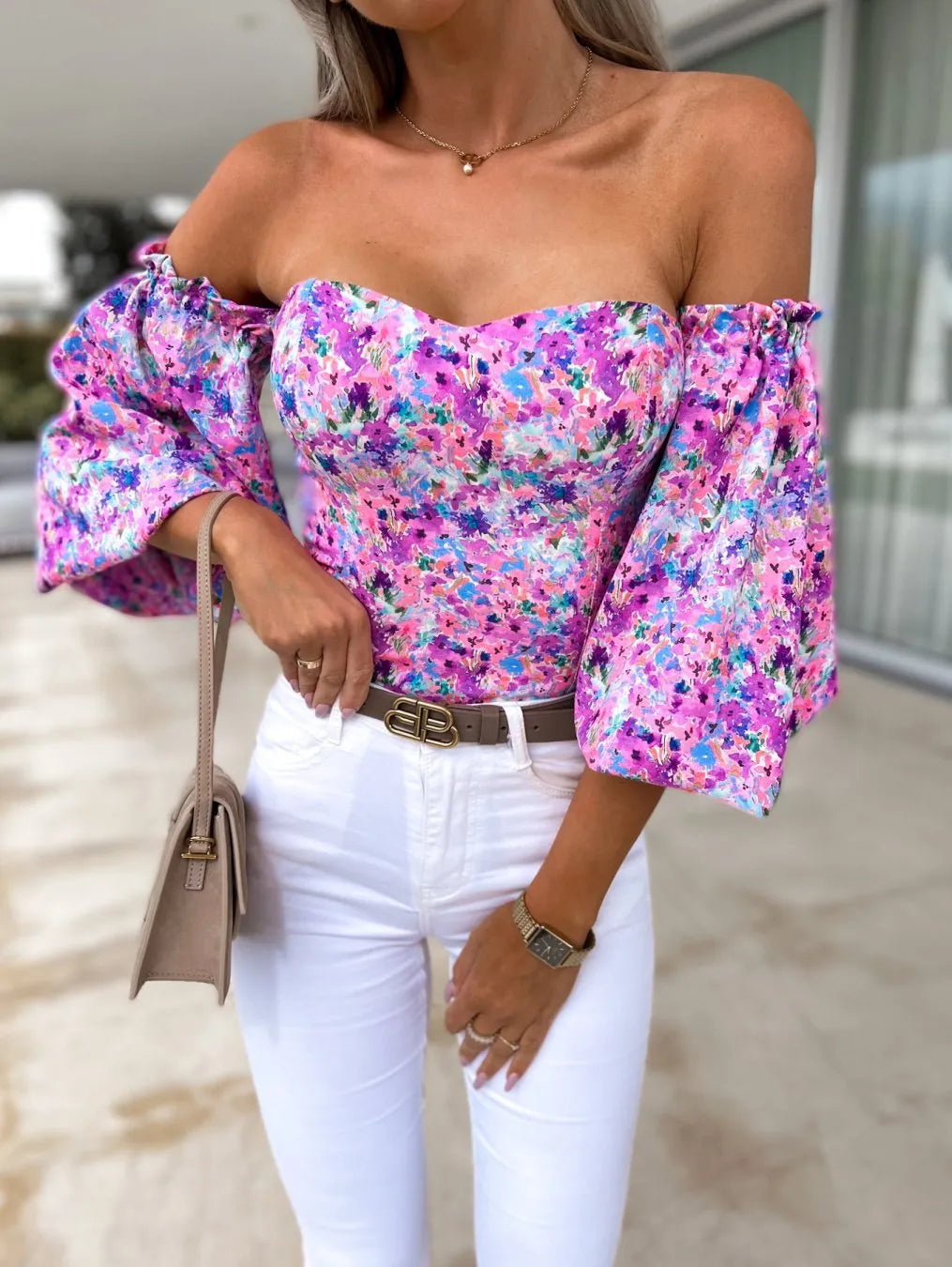 Women Sexy Top Summer Off Shoulder Floral Blouses Women 2022 Boho Casual Backless Blouse Female Holiday Slash Neck Tops Clothing