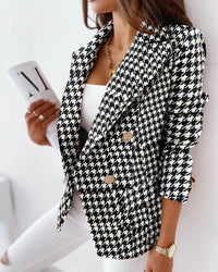 Sexy Women Suit Jacket Fashion Casual Color Print Lapel Long Sleeve Face Contrast Double-breasted