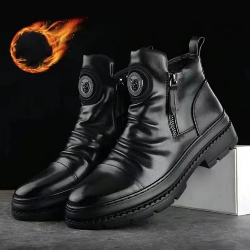 Men's Casual Zipper Martin Boots with Korean Streetwear Styling Black / 40 Men's Casual Zipper Martin Boots with Korean Streetwear Styling Black / 40