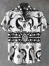 Men's Short Sleeve Linen 100% Shirt 3D Octopus Print Funny Art Hawaiian Leaf Flip-Collar Shirt New Collection