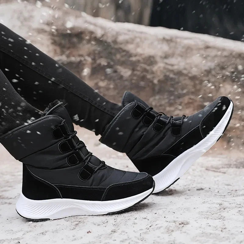 2025 Women's Shoes Winter Fashion Ankle Boots Women Keep Warm Female Lace Up Waterproof Boots Ankle Shoes Street Nurse Boots