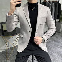 Fashion England Style Autumn Winter Thick Men&#39;s Velvet Suit Jacket / Male High Quality 2022 New Plus Size Blazers Coat