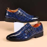 Men&#39;s Casual Business Leather Shoes Mens Buckle Square Toe Dress Office Flats Men Fashion Wedding Party Oxfords EU Size 37-48