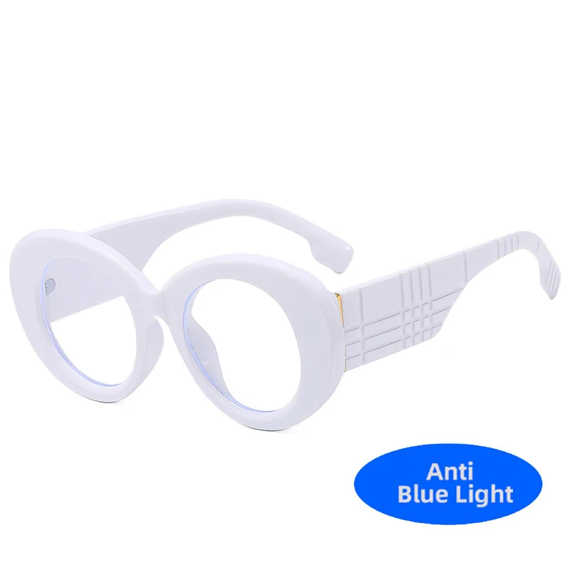 Retro Stripe Yellow Anti Blue Light Glasses For Women 2025 Luxury Brand Large Round Eyeglasses Frame Retro Transparent Glasses