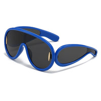 Y2K Vintage Brand Designer Oversized Pilot Sunglasses Women For Men Fashion Mirror Shades Trendy Punk One Piece Cool Sun Glasses
