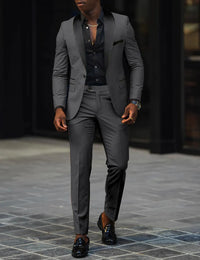Men's New Fashion Business Casual Two-piece, Comfortable and Breathable Slim-fit Side Slit Single-button Suit Jacket+trousers