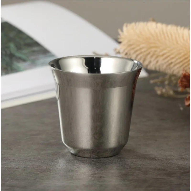 Double Wall Insulated Stainless Steel Espresso Cup Capsule Coffee Mug Metal Drinking Demitasse Cup For Home Indoor or Outdoor