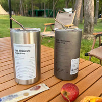 360/600ml Stainless Steel Coffee Cup Double Vacuum Insulated Cup Portable Ice American Keep Cold Coffee Mug with Lid + Straw