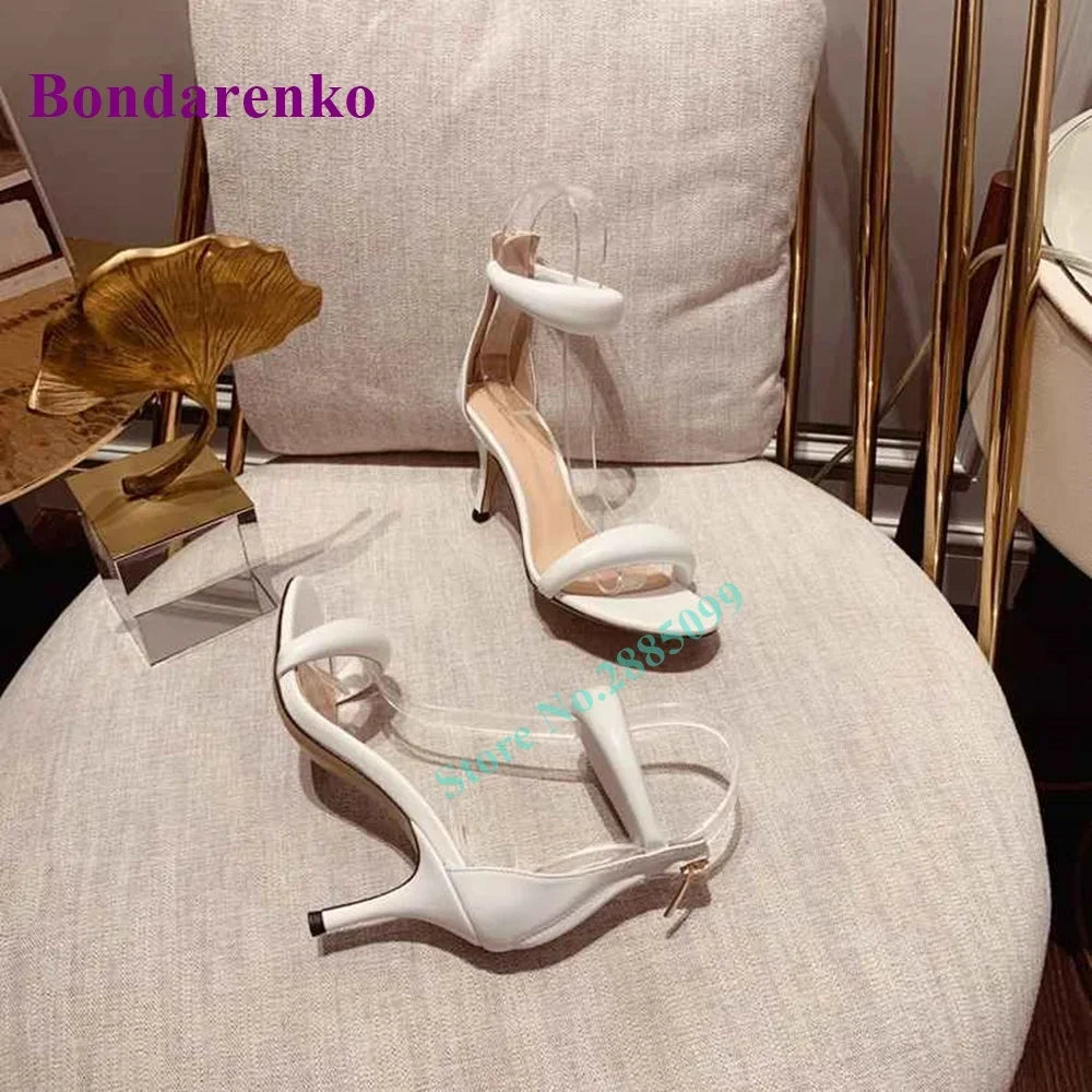 New Fshion Summer Women's Sandals Open Toe Ankle Strap Solid Stiletto Heel Hollow Sandals Women Shoes Party Dress Designer Shoe