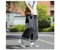 Men's Jeans Hip Hop Streetwear Skateboard Neutral Denim Trousers Men Jeans Wide Leg Denim Cargo Jean Pants Loose Straight Baggy