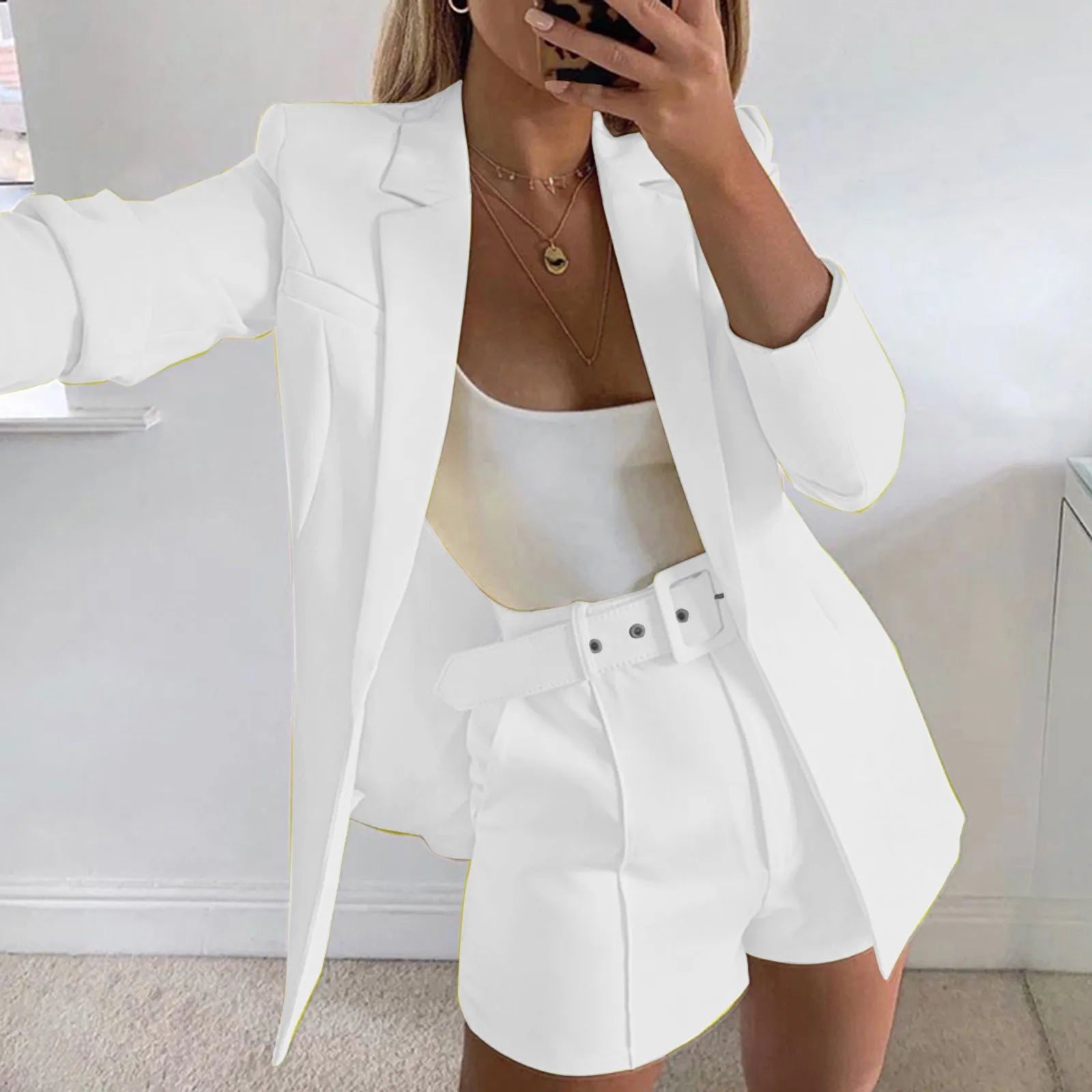 South Butt Jacket Women's Casual Light Weight Thin Jacket Slim Coat Long Sleeve Blazer Office Pant Suits for Women Dressy