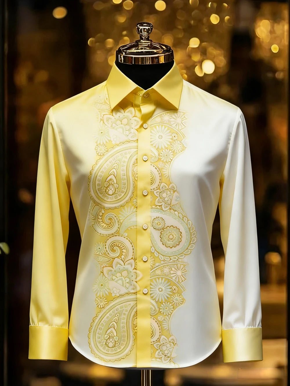 Men's retro gorgeous long-sleeved shirt gold pattern 3D printed shirt Hawaiian vacation wedding party shirt quick-drying for You