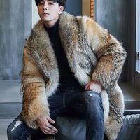 2021 High-end Direct Sales Men's Medium and Long Wolf Fur Coat Fur Coat Mink Fur Coat Men