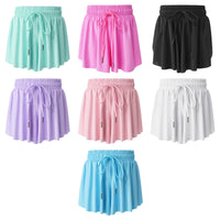 Kids Girls Sport Shorts Culottes Summer Loose Chiffon Skirts with Built-in Shorts for Jogging Tennis Badminton Workout Sportwear