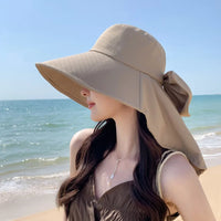 UPF 50+ UV Protection Bow Bucket Hat Portable Sunscreen Outdoor Sun Hat Adjustable Wide Brim Fisherman Cap Summer